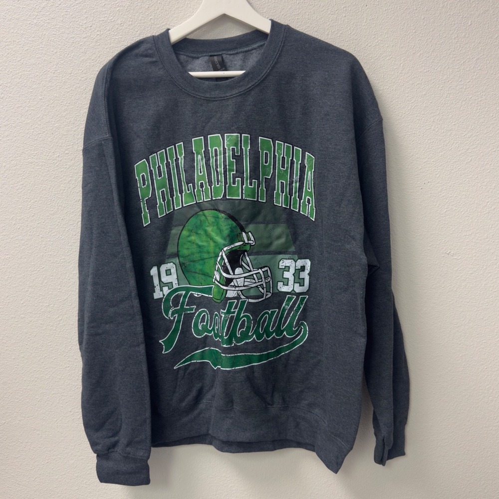 Gildan Philadelphia Football Sweatshirt Mens L Gray 1933 Graphic Streetwear